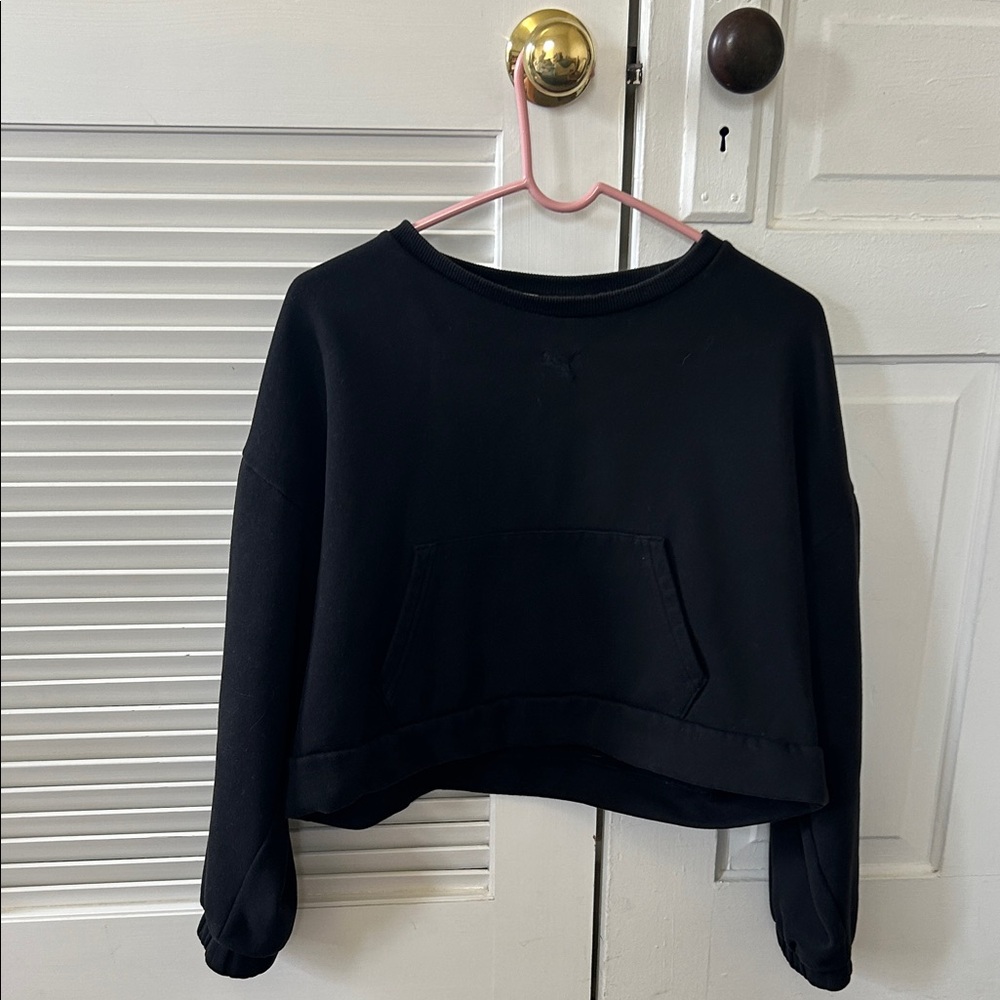 Puma Women's Black Cropped Hoodie
